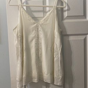 White House Black Market chiffon top with liner and accent beading